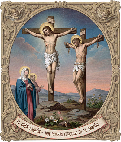 (Estampa vintage de Jesús con el de buen ladrón]